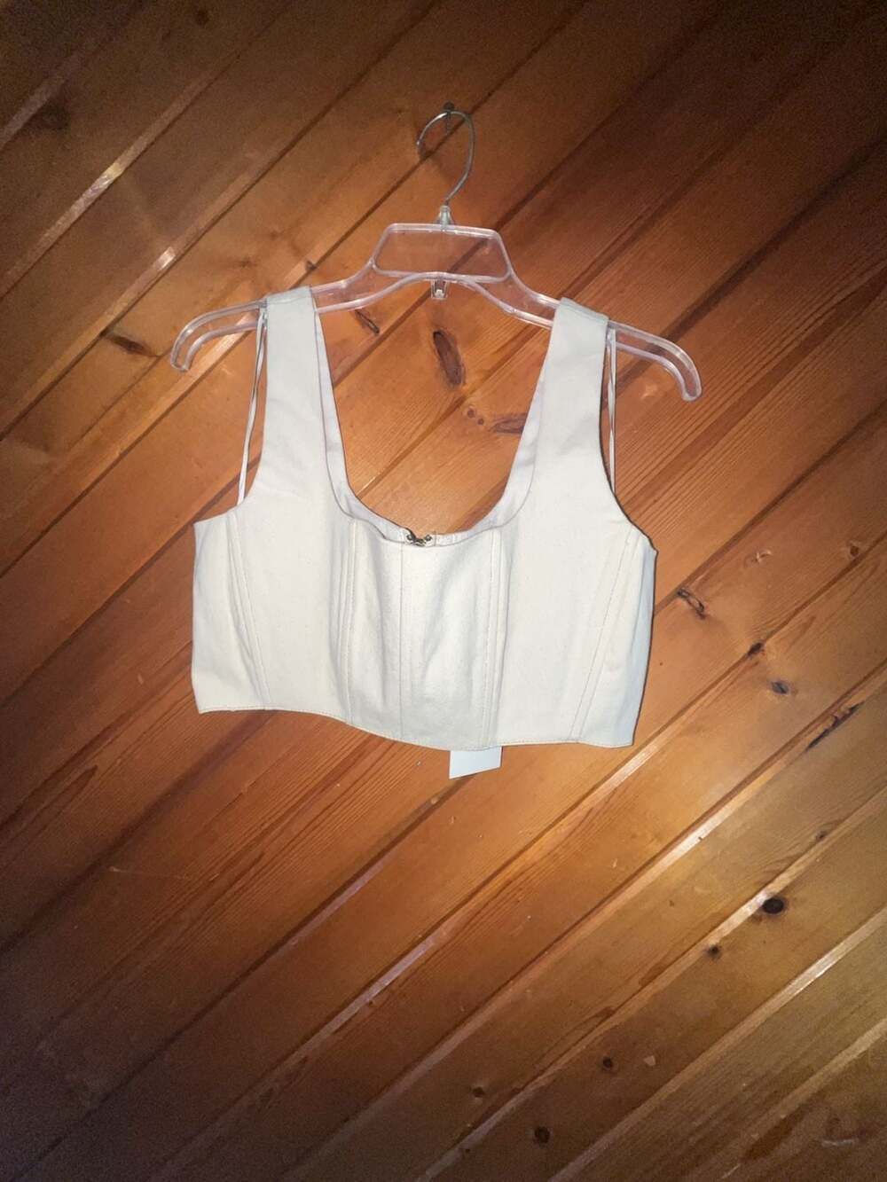 7 For All Mankind Crop Top Size M White Corset Tank